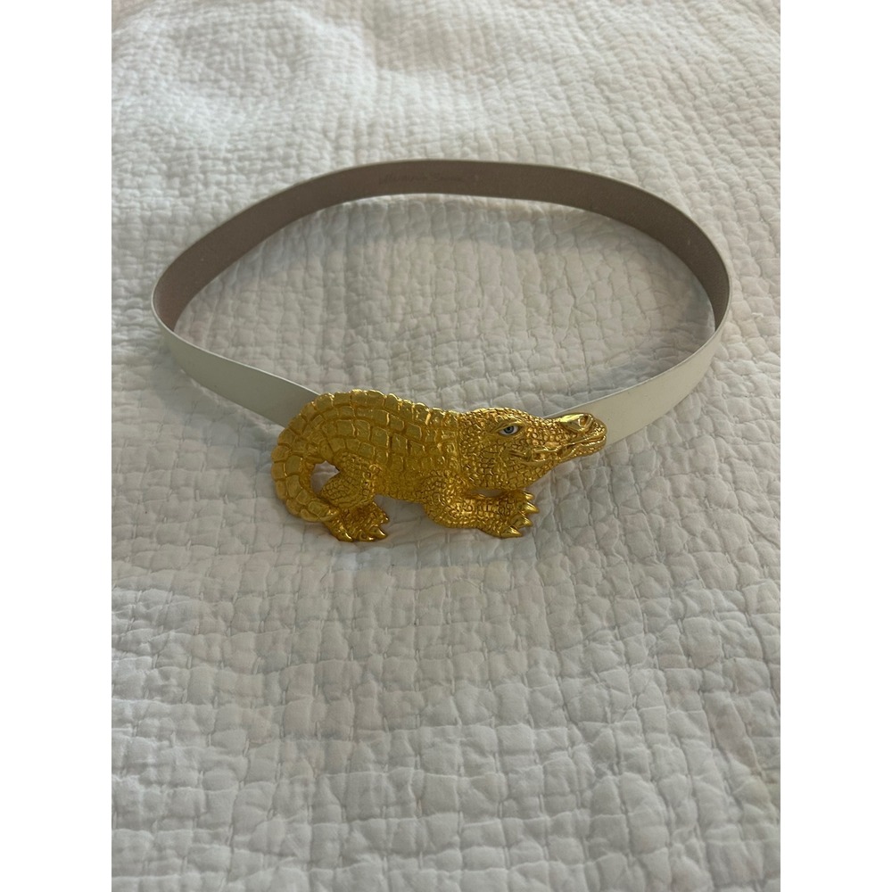 Vintage 90s Margarita Barrera Alligator Belt for Wehmeier's Gold 38